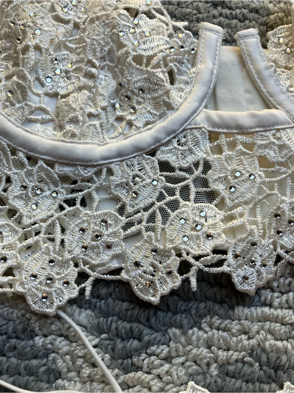 For Love And Lemons Ivory Floral Lace Bralette & Thong Set